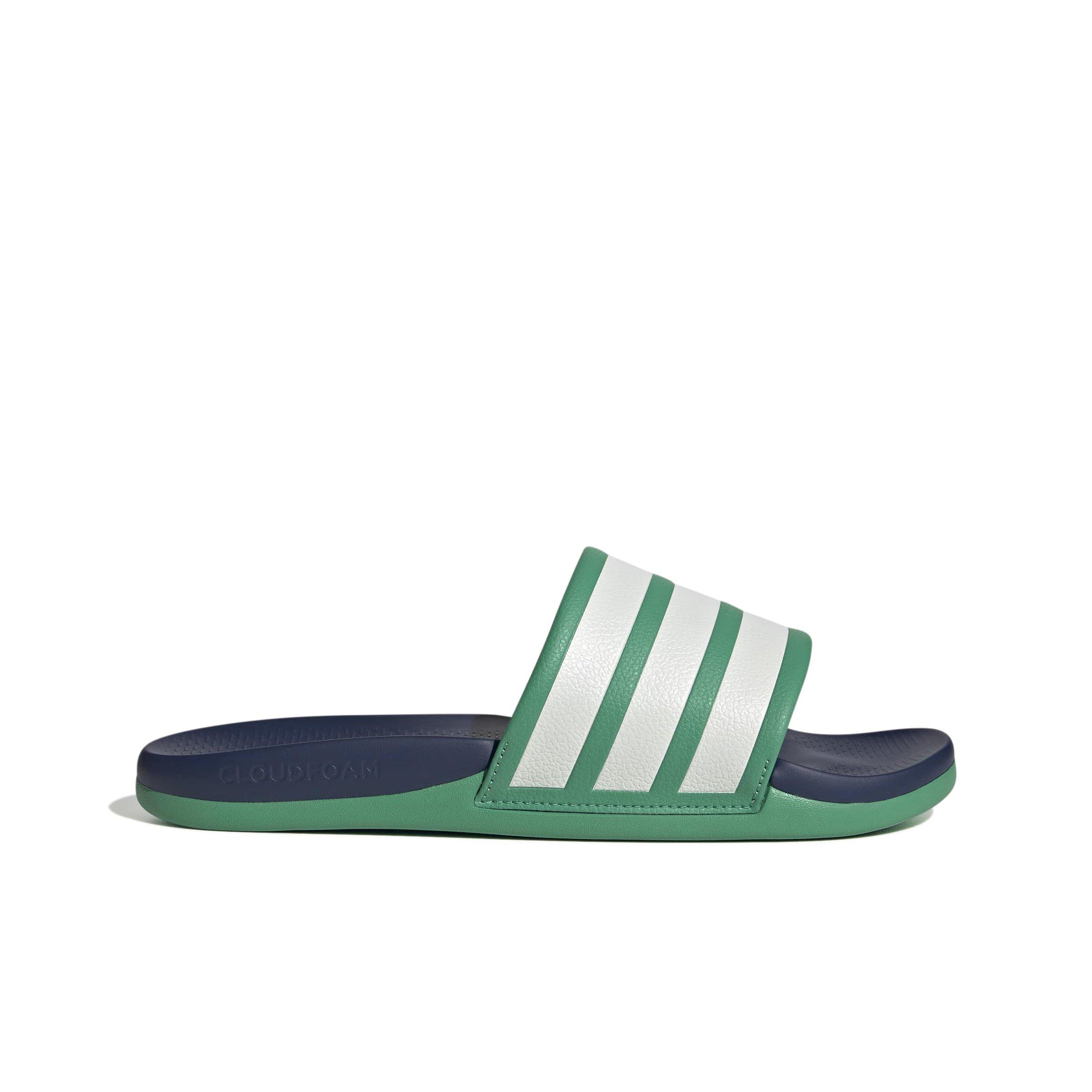 adidas Adilette Comfort 2.0 "Semi Court Green/Core White/Dark Blue" Men's Slide - GREEN/WHITE/DK BLUE